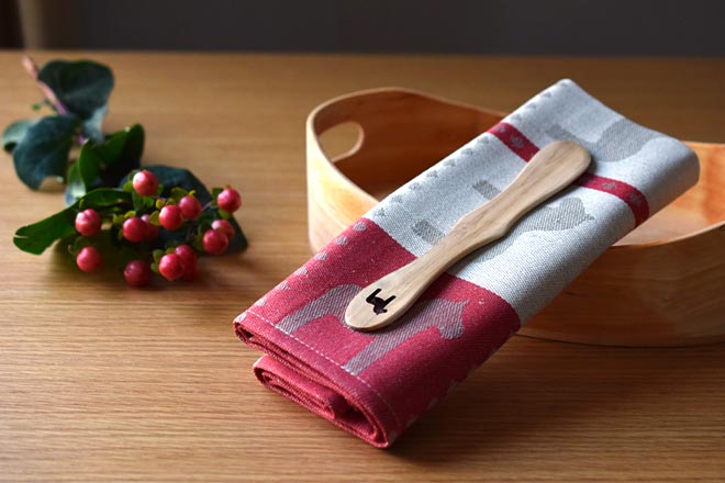 キッチンタオル+木製ナイフ「ホース」レッド