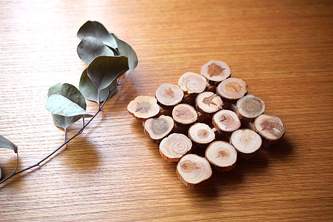 木製ポットマット「丸枝」
