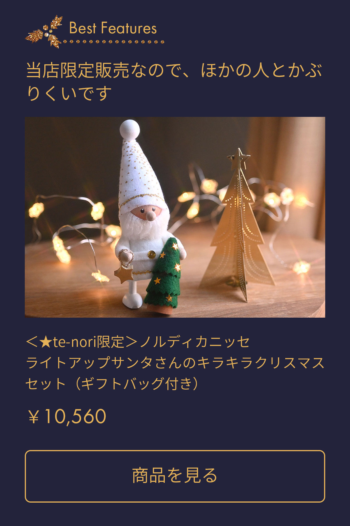 ＜★te-nori限定＞ノルディカニッセ　ライトアップサンタさんのキラキラクリスマスセット　（ギフトバッグ付き）