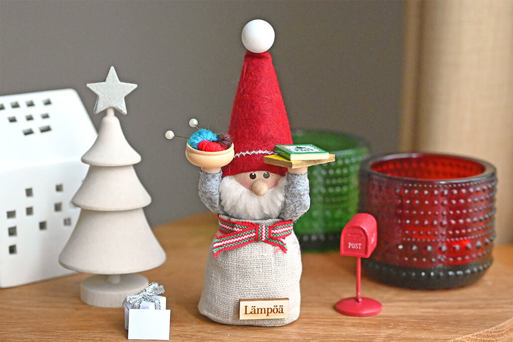 プレゼント袋に入ったサンタ 飾り方イメージ