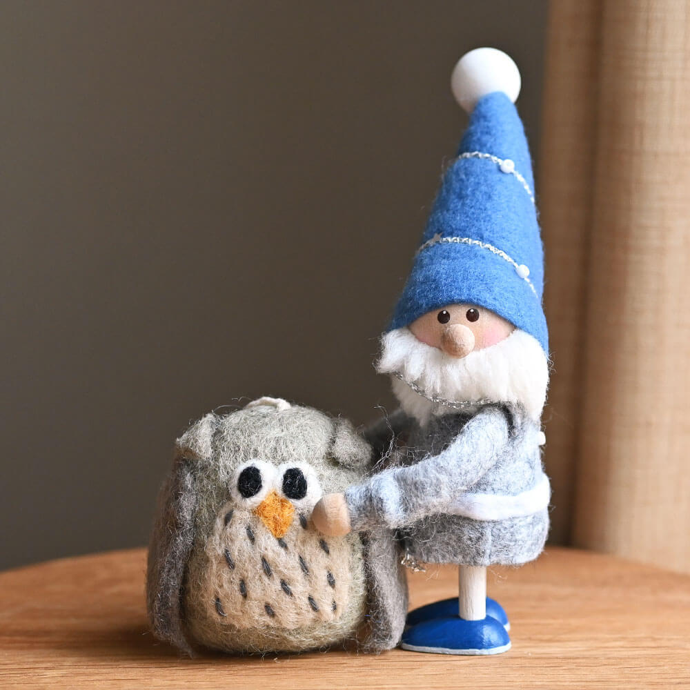 ＜★te-nori限定＞ ノルディカニッセ　北欧の森のお友だち！ ハグサンタとフクロウの、のんびりひなたぼっこセット