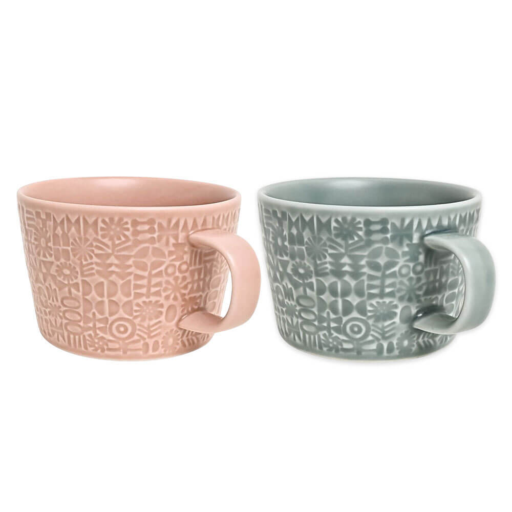使うほど好きになる、PATTERNED MUGペアセット（アンティークローズ・スコールグレー）