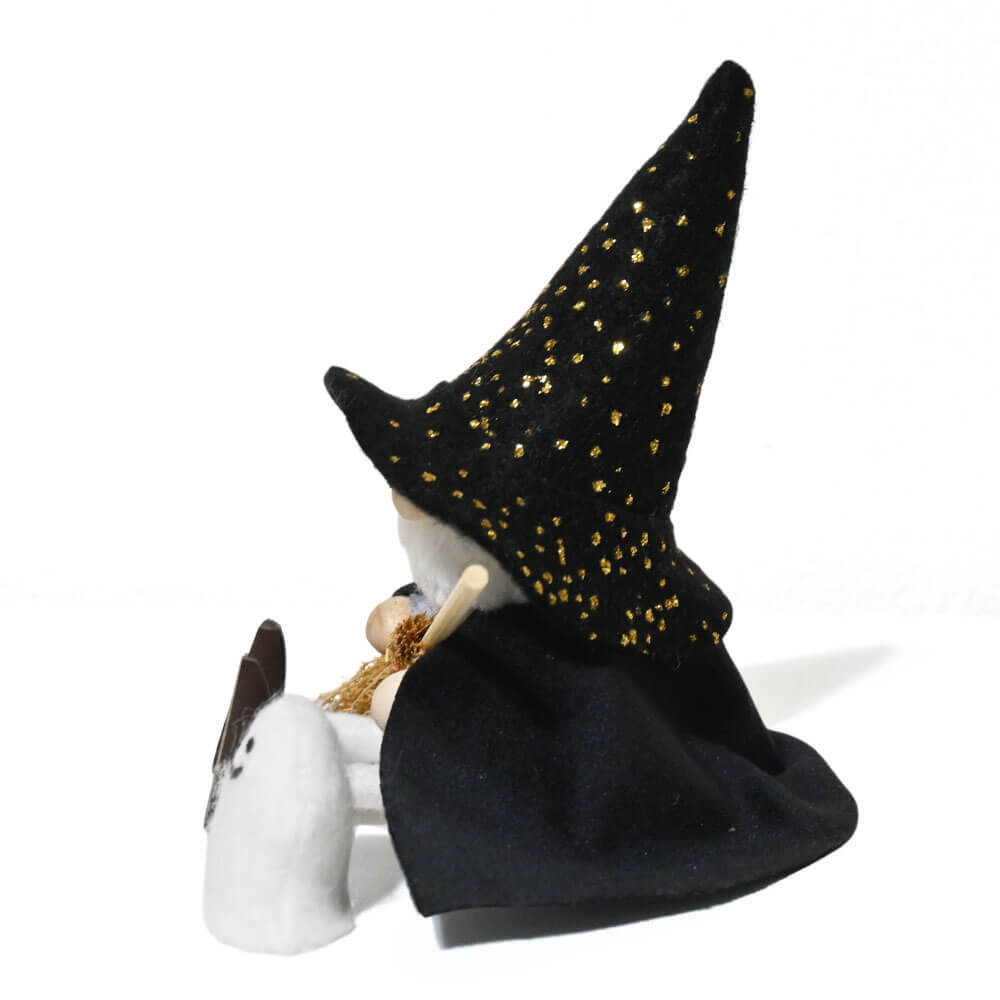 ハロウィン　おばけを抱えたキラキラ帽子の魔法使いサンタ ＆ ほうきセット　te-nori限定　ノルディカニッセ【10月上旬～中旬発送予定】