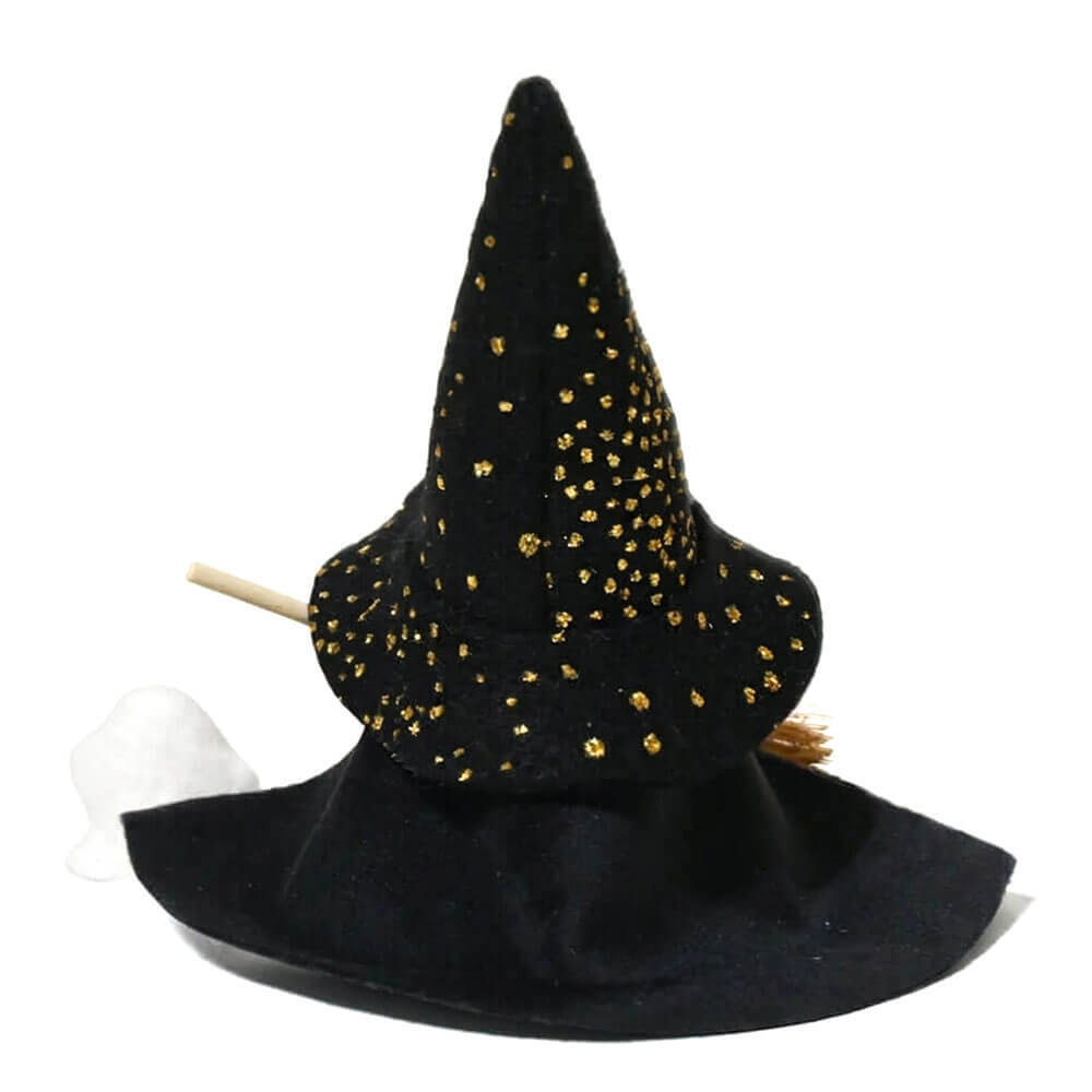 ハロウィン　おばけを抱えたキラキラ帽子の魔法使いサンタ ＆ ほうきセット　te-nori限定　ノルディカニッセ【10月上旬～中旬発送予定】