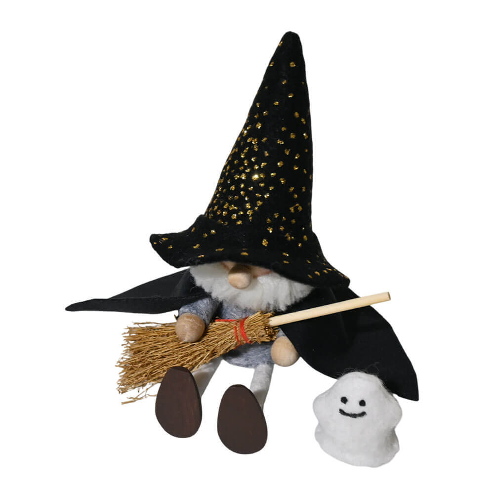 ハロウィン　おばけを抱えたキラキラ帽子の魔法使いサンタ ＆ ほうきセット　te-nori限定　ノルディカニッセ【10月上旬～中旬発送予定】