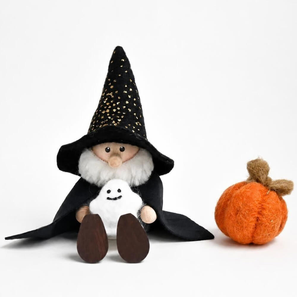 ハロウィン　おばけを抱えたキラキラ帽子の魔法使いサンタ ＆ フェルトのミニかぼちゃセット　te-nori限定　ノルディカニッセ【10月上旬～中旬発送予定】