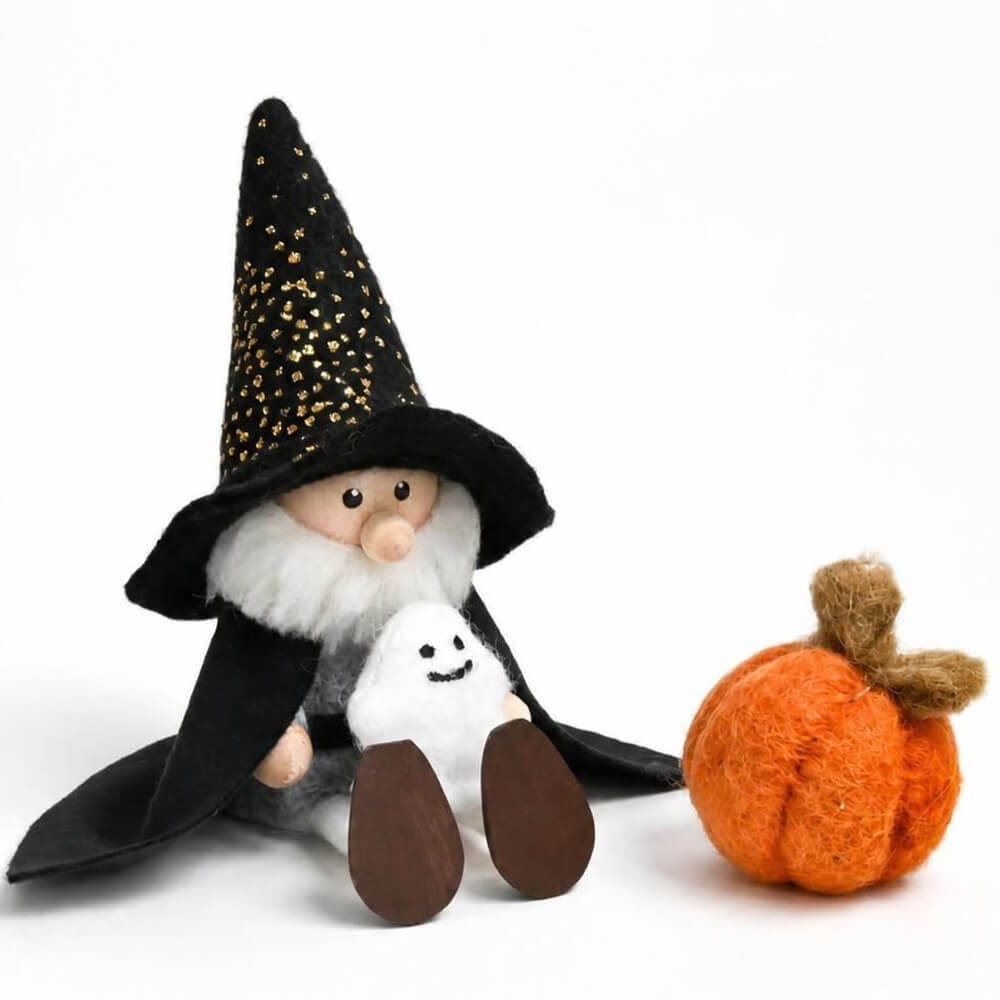 ハロウィン　おばけを抱えたキラキラ帽子の魔法使いサンタ ＆ フェルトのミニかぼちゃセット　te-nori限定　ノルディカニッセ【10月上旬～中旬発送予定】