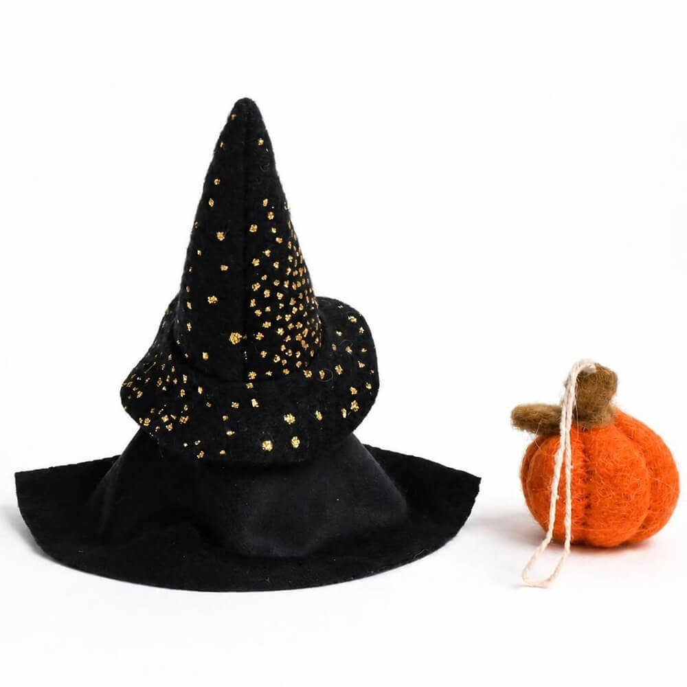 ハロウィン　おばけを抱えたキラキラ帽子の魔法使いサンタ ＆ フェルトのミニかぼちゃセット　te-nori限定　ノルディカニッセ【10月上旬～中旬発送予定】