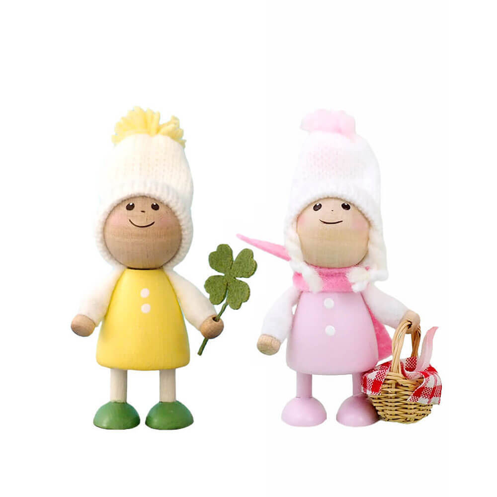 ノルディカニッセ　さくらニッセ小さな女の子とクローバーを持った男の子の春お散歩セット
