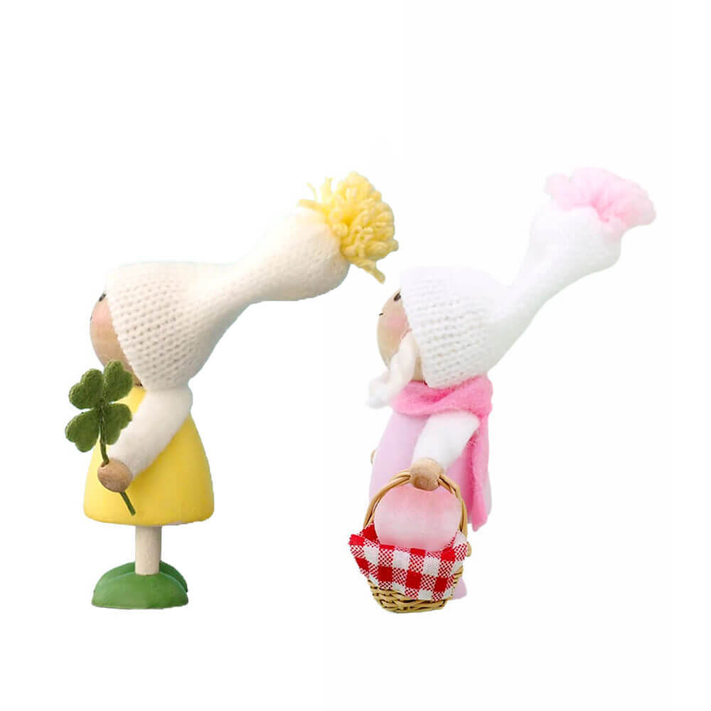 ノルディカニッセ　さくらニッセ小さな女の子とクローバーを持った男の子の春お散歩セット