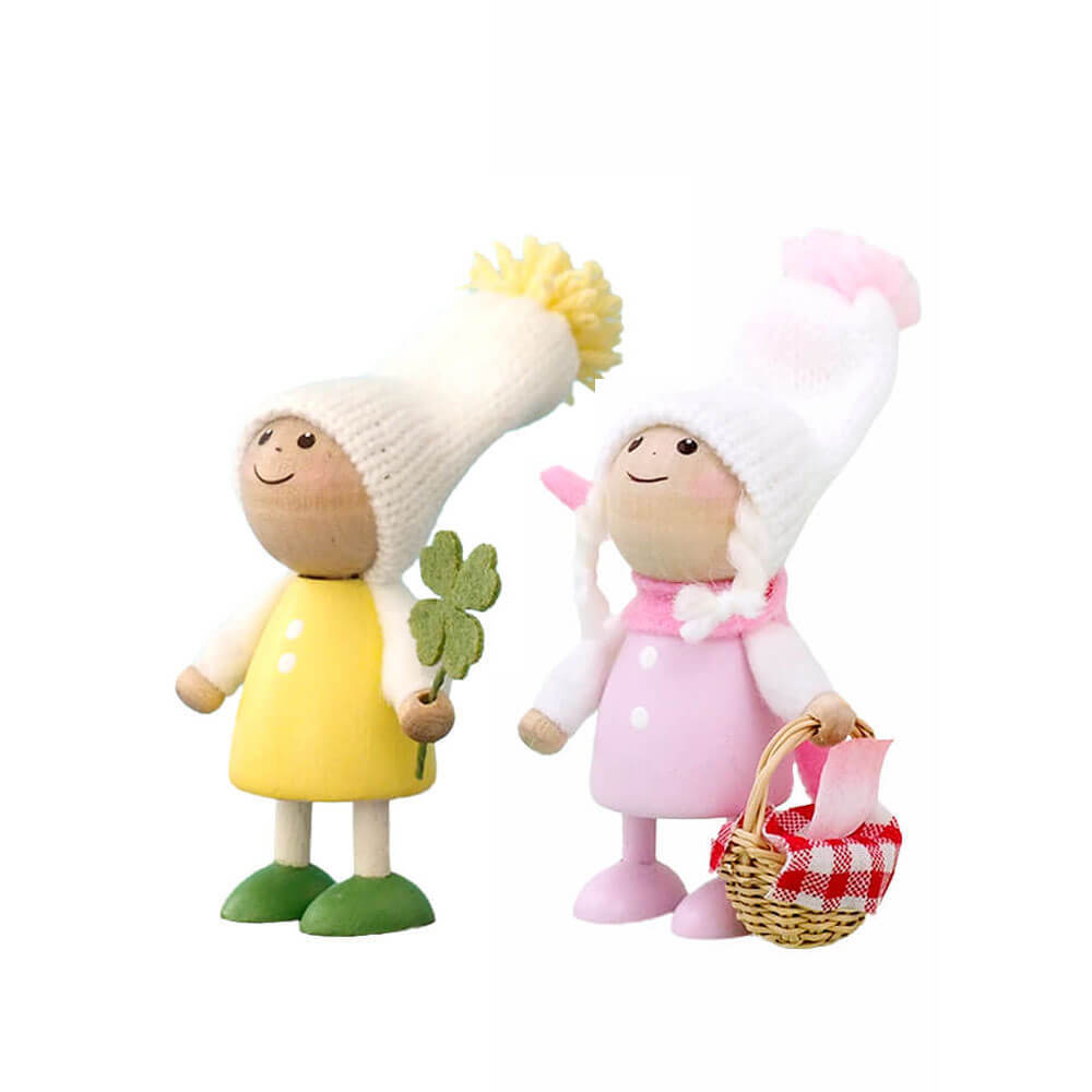 ノルディカニッセ　さくらニッセ小さな女の子とクローバーを持った男の子の春お散歩セット