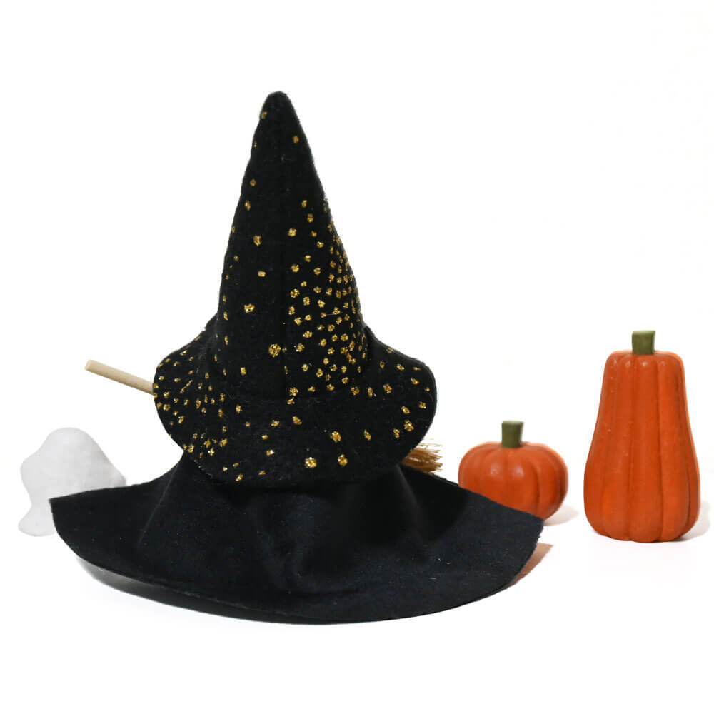 ハロウィン　おばけを抱えたキラキラ帽子の魔法使いサンタ ＆ ほうき ＆ 木のかぼちゃセット　te-nori限定　ノルディカニッセ【10月上旬～中旬発送予定】