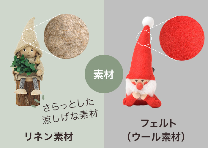 リネン素材とフェルト素材
