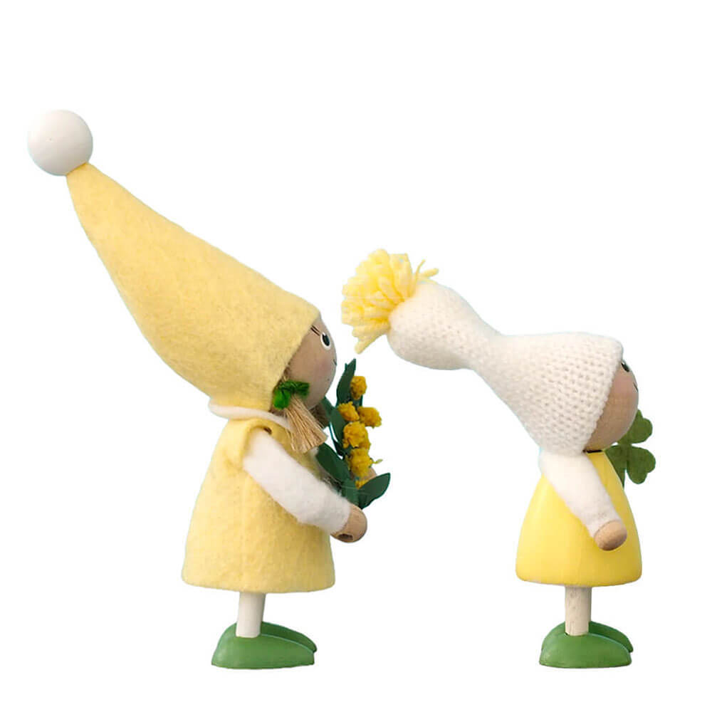 ノルディカニッセ　春ニッセ　ミモザを持った女の子とクローバーを持った男の子の幸運セット　Spring Series