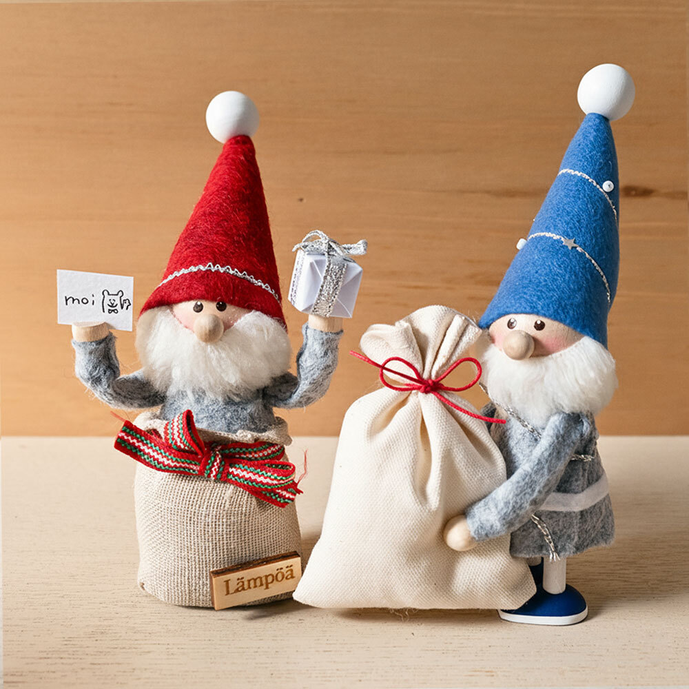 ＜★te-nori限定＞ ノルディカニッセ　プレゼント袋に入ったサンタ & ハグサンタ（目あけ）　ランポア