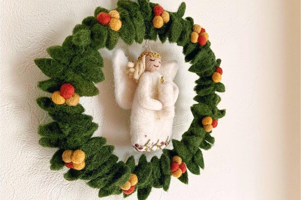 キャンドル天使とスモールグリーンリースセット