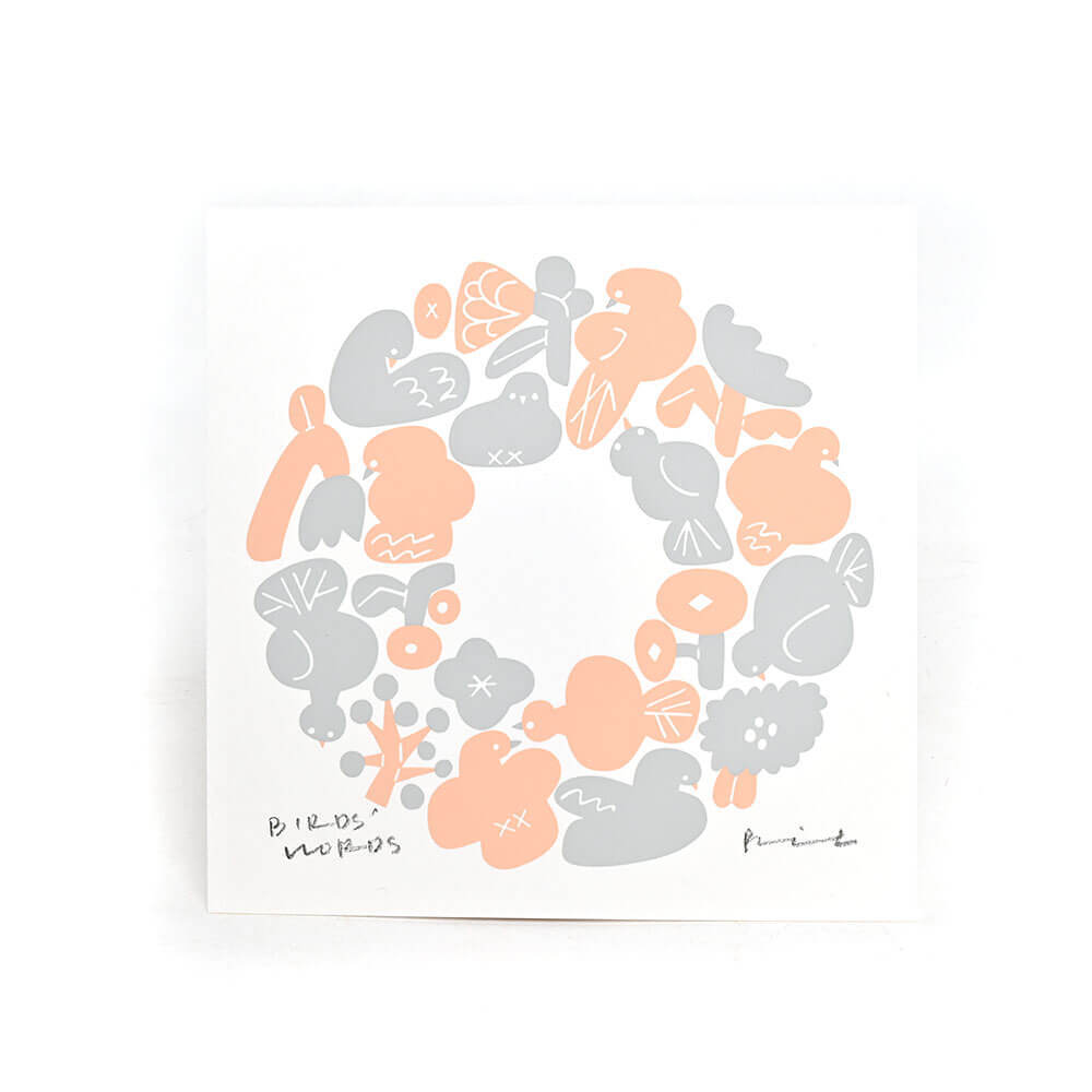 シルクスクリーン 15cm / WREATH WH-ソフトグレー/ピーチピンク