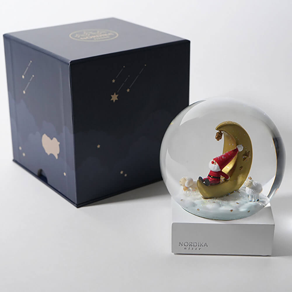 ノルディカニッセ　スノードーム　夜空を見上げるサンタと白羊　【11月上旬～中旬発送予定】