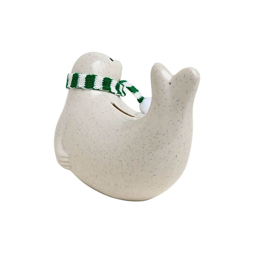 <2025限定> マフラー付きアザラシ貯金箱(グリーン & ホワイト)