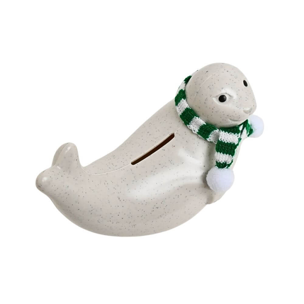 <2025限定> マフラー付きアザラシ貯金箱(グリーン & ホワイト)