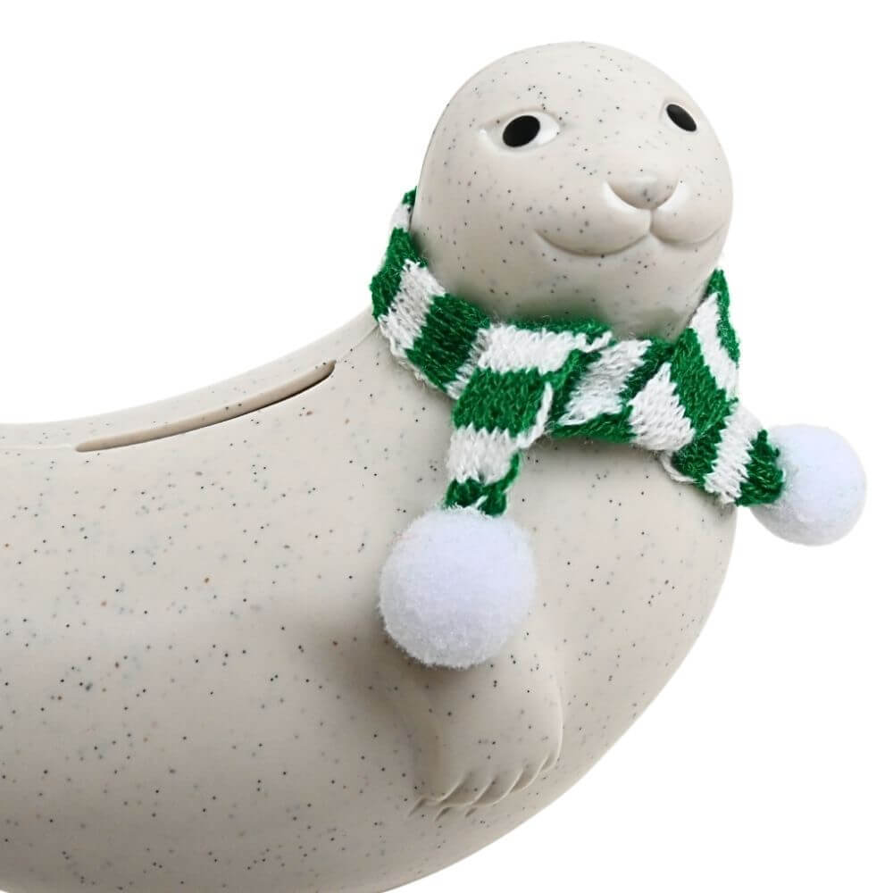 <2025限定> マフラー付きアザラシ貯金箱(グリーン & ホワイト)