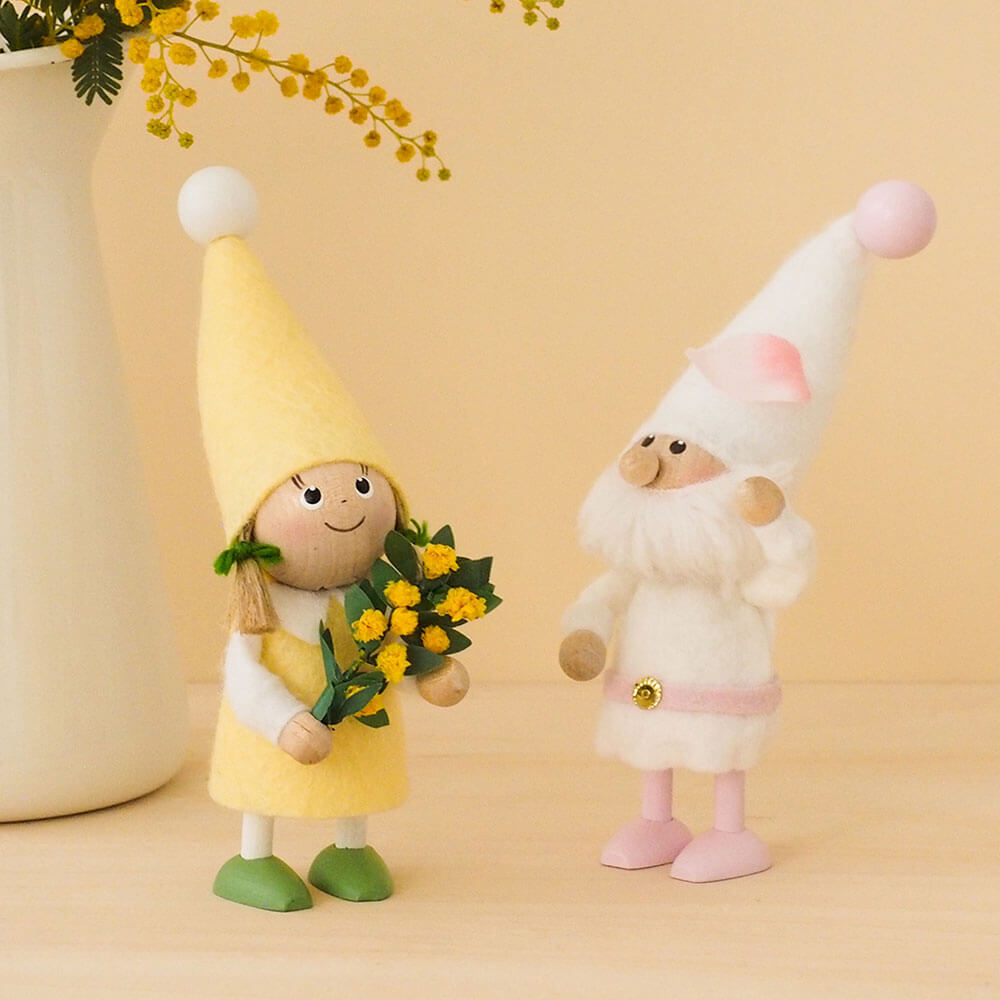 ノルディカニッセ　さくらニッセサンタとミモザを持った女の子　春のスペシャルセット