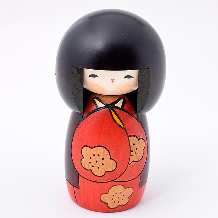 好日（小）赤 こけし (コウジツショウアカコケシ) te-nori(てのり) ニッセとぬくもりの木の人形